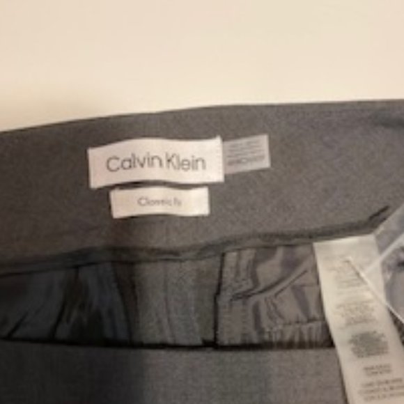 NWT Calvin Klein Classic Fit Heather Gray Trouser Leg Suit Pants Size 4P Petite - Picture 5 of 5